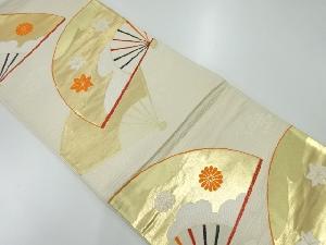 アンティーク　扇面に紅葉・菊模様織出し袋帯（材料）